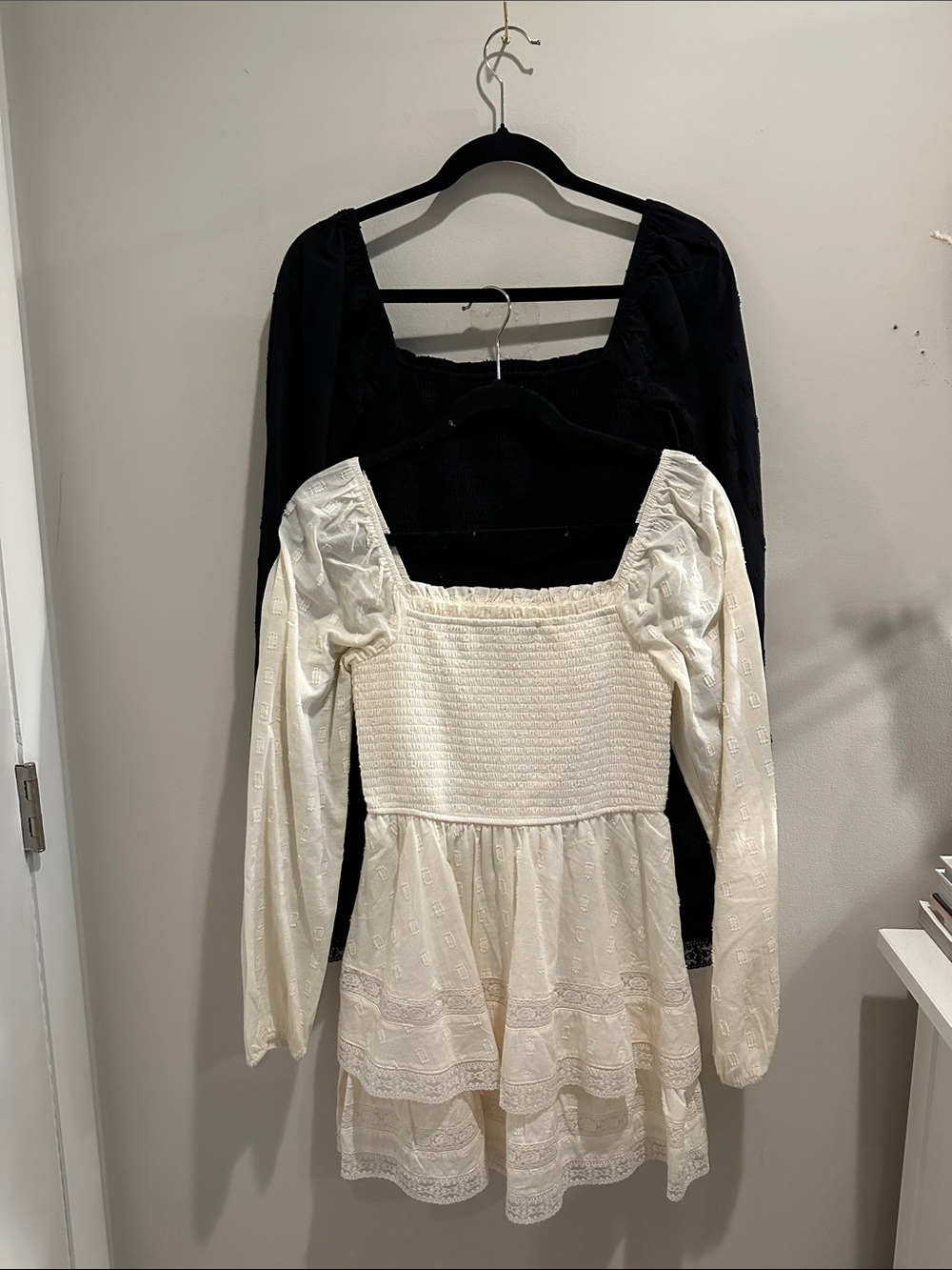 Lot of 2 Boho Smocked Square-Neck dresses from Altar’d State, size Small